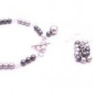 TB031  Prom Jewelry Gift Bridemaids Lite & Dark Gray Combo Bracelet Earrings