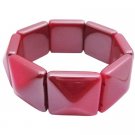 UBR242  Geomatric Stretchable Bracelet Redish Pink Bead Stretchy Bracelet