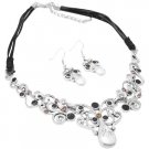 NS001  Artform Vintage Silver Artistically Designed Jewelry Choker Style Necklace Earrings