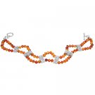 TB096  Fall Jewelry Fire Opal Swarovski Crystals Double Stranded Diamante Bracelet