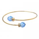 TB097  Gold Cuff Bracelet Aquamarine Crystals Affordable Gift Gold Jewelry