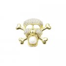 HH207 Gold Skull Head Brooch Pendant Fully Embedded Cubic Zircon Skull Pendant/Brooch