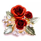 B504  Gift Red Rose Bouquet Brooch Birthday Christmas Holiday Gifts Expressive Gift