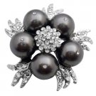 B566  Match Your Brooch With Dark Grey Dress Pearls Brooch