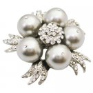 B568  Wedding Cake Brooch Lite Grey Pearls Match Dress Brooch