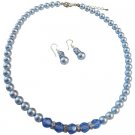 BRD069  Sapphire Crystals Blue Pearls Necklace Set Beautiful Gorgeous Jewelry