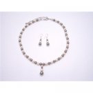 BRD796  Swarovski Brown And Ivory Pearls Bridal Bridemaids Jewelry Set