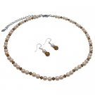 BRD795  Genuine Swarovski Ivory Pearls & Smoked Topaz Crystals Wedding Jewelry Set
