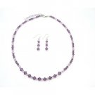 BRD465  Swarovski Amethyst Light & Dark Crystals Handcrafted Bridemaides Flower Girls Jewelry Set