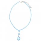 BRD883 Prom Necklace Swarovski Crystals Briollette Pendant Aquamarine Beads