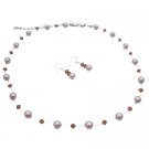 BRD057 Wedding Jewelry Fashion Jewelry Platinum Pearls Smoked Topaz Crystals