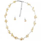 BRD054 Peach Freshwater Pearls Necklace Set w/ Peach Pearls Stud Earrings Wedding Set