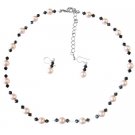 BRD163  Wedding Jewelry Affordable Swarovski Combo Pink & Black Jewelry Set