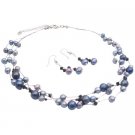 BRD166  Evening Jewelry In Black Grey Freshwater Pearls Swarovski Jet Crystals