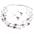 BRD167  Inexpensive Bridemaids Gift Stunning Jewelry Set Black Ivory Combo