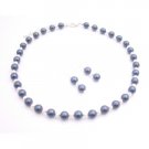 BRD170  Jewelry Set Attractive Color Night Blue Pearls w/ White Pearls Set