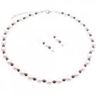 BRD171  Classic to Modern Chic Wedding Affordable White Pearls W/ Night Blue
