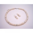 BRD188  Bridal Bridesmaid Jewelry Sets Ivory Freshwater Pearls Diamond Spacer