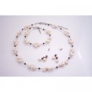 BRD190  Freshwater Pearls Creation Burgundy Crystals Complete Wedding Jewelry