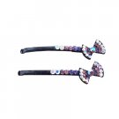 HA485  Class Black Hair Pin Amethyst Bow Prom Bridemaids Hair Accessory PIn
