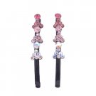 HA478  Fancy Hair Pin w/ Fuschia Rose Clear Crystals Black Pin Fantasy Hair Jewelry Pair
