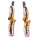 HA608  Dazzling Hair Pin Black Metal Jonquil Lite Smoked Topaz Crystals