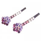 HA609  Flower Hair Pin With Smashing Amethyst Lite Dark Inexpensive Pin