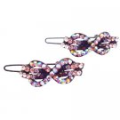 HA612  Bow Barrette Amethyst Crystals Hair Accessories