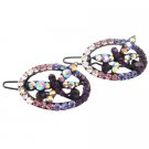 HA618  Butterfly Crystals Hair Barrette Amethyst Crystals