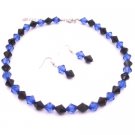 NS983  Dark Blue & Black Crystals Combo Jewelry Set Custom In Your Color