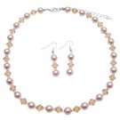 NS984  Inexpensive Jewelry Set Champagne Pearls And Colorado Crystals