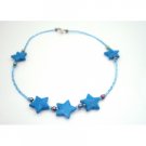 GC157  Turquoise Stars Beads Necklace Blue Pipe Necklace Beautiful Inexpensive Necklace