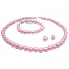 GC246  Personalized Jewelry For Flower Girl In Baby Pink Complete Set