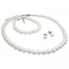 GC254  Customize Baptism Jewelry In Your Color And Size White Pearls Set