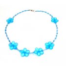 GC262  Blue Flowers Beads Necklace Blue Pipe Necklace Beautiful Affordable Price