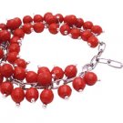 TB999  Artisan Creative Jewelry Red Beads Linked Together Cluster Bracelet Sexy Color
