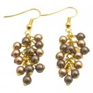 ERC682  Gold 22k Plated Earrings Bronze and Brown Wedding Earrings