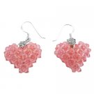 ERC684  Inspired By The Young Hollywood Swarovski Crystals Lite Rose Puffy 3D Heart Earrings