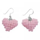 ERC687  Handmade Puffy Heart Earrings Rose Alabaster Baby Pink Candy Pastel Color