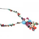 N935  Multicolor Nugget Fashion Jewelry Flower Tassel Stylish Classy Necklace