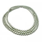 N925  Green Pistachu Long Necklace 62 Inches