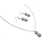 NS009  Wedding Jewelry Bridesmaid Jewelry Wedding Silver Grey Set