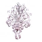 B167 Bouquet Diamond Brooch Fully Embedded w/ SIMULATED Diamond Bouquet BROOCH