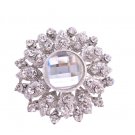 B174 Bridal Brooch Silver Casting Artistically Designed Brooch w/Cubic Zircon & Crystals At Center