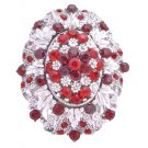 B180  Silver Casting Brooch Decorated w/ Siam Red Crystals Light & Dark Gorgeous Brooch