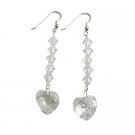 ERC406  Clear Swarovski Heart Crystals Chandelier Earrings Genuine Swarovski & Sterling Silver