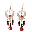 ERC285  Sterling SIlver Heart Chandelier Earrings w/ Genuine Swarovski Crystals