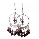ERC135  Genuine Swarovski Rose & Garnet Crystals w/ Sterling Silver 92.5 Chandelier