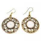 UER463  Gold Metal Elegance Fills The Ears Gold Metal Round Earrings Dangle Ethnic Design