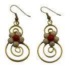 UER475  Beautiful Gifts For Any Budget Costume Earrings White Turquoise Flower Dangle Earrings